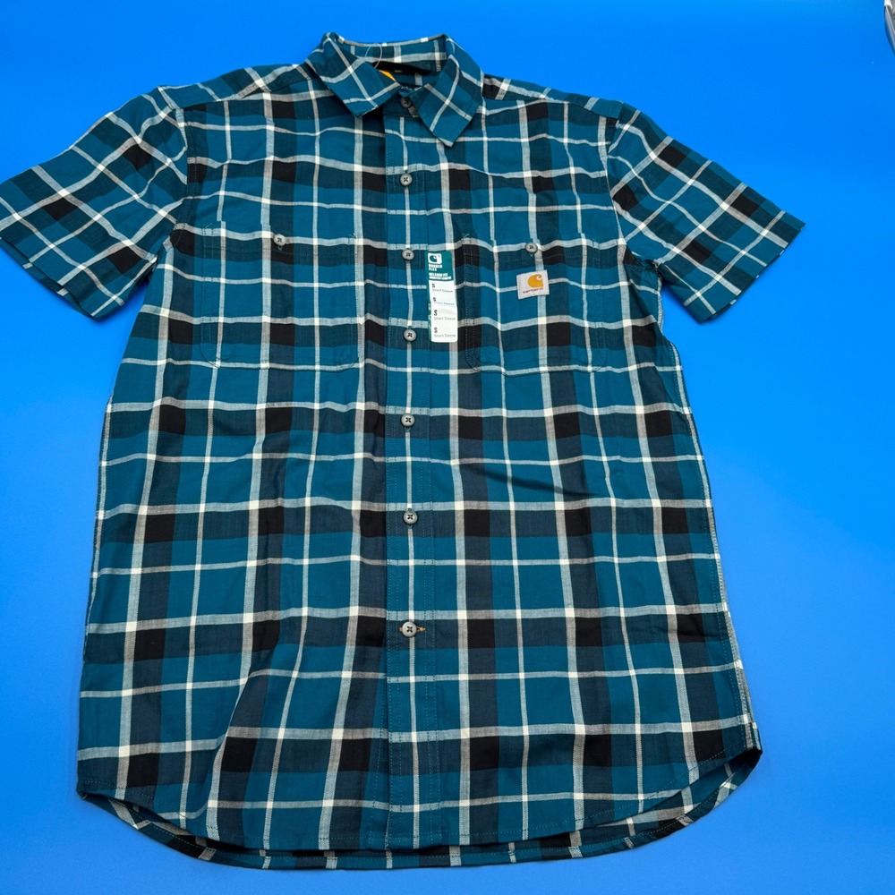 Carhartt Mens Relaxed Fit Short Sleeve Plaid Button Up‎ Shirt Size S
